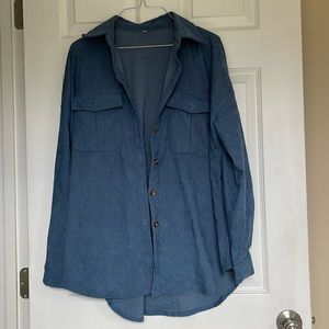 Blue corduroy shacket